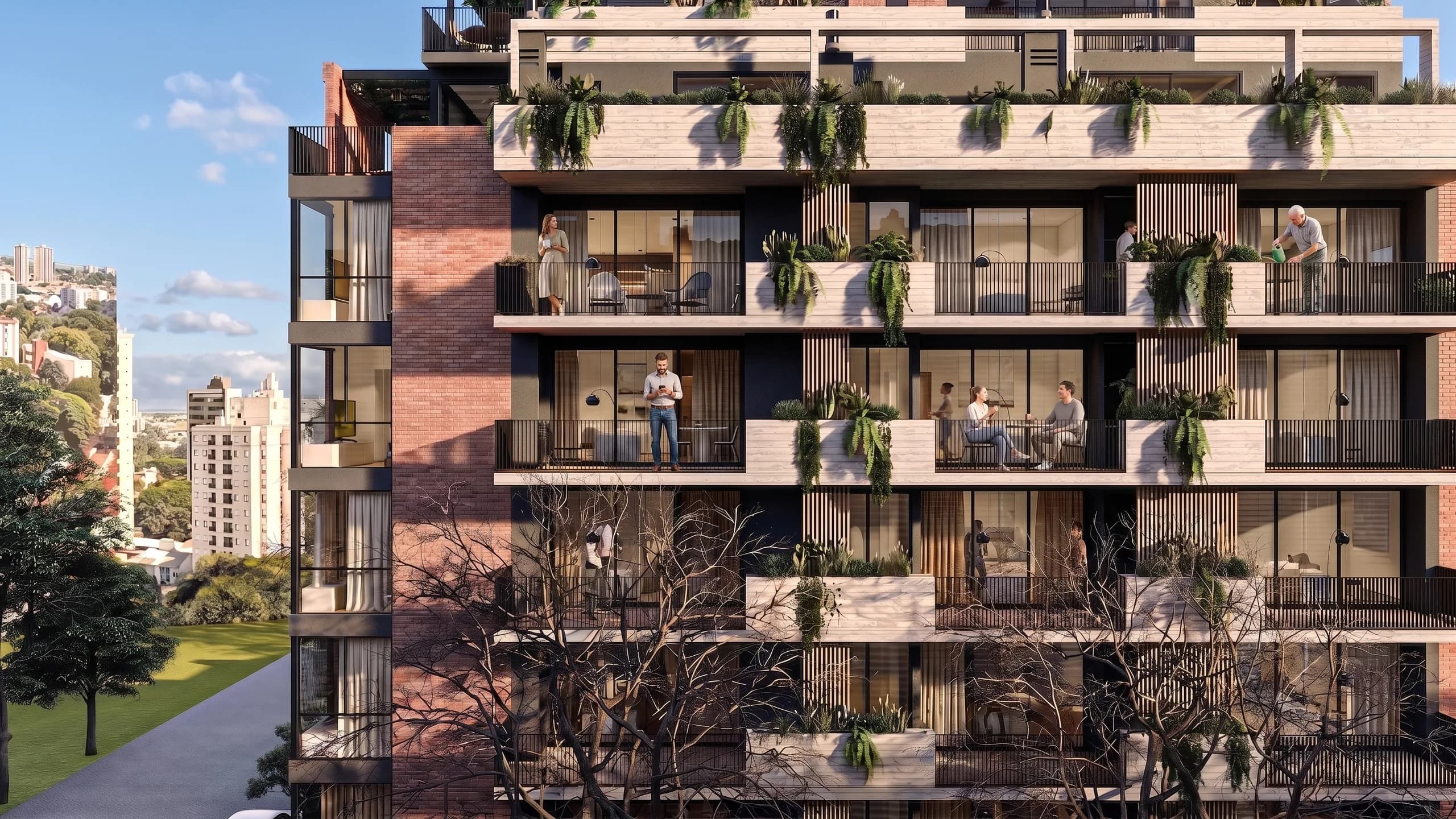 Fachada Dimora Cafferata con balcones y vegetación